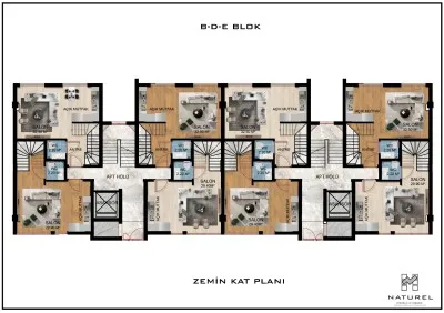 <h4>B-D-E BLOK ZEMİN KAT PLANI</h4><p></p>